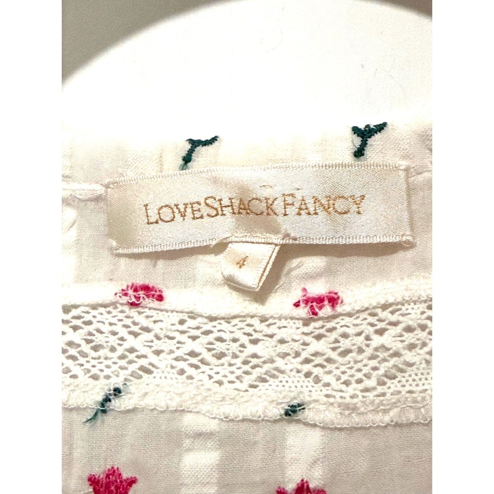 LoveShackFancy Fabiana White Floral Embroidered Lace Cotton Maxi Dress Size 4 - Picture 8 of 10